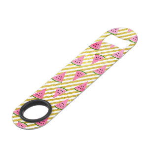 Pink Watermelon and Yellow Stripe Summer Pattern Bar Key