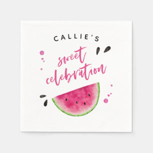 Pink Watermelon Birthday Party Napkin