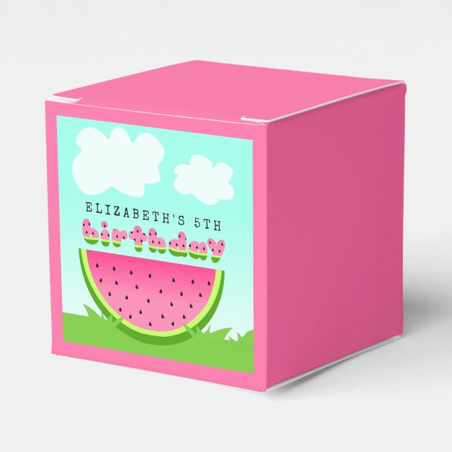 Pink Watermelon Birthday Picnic Party Favor Box (Front Side)