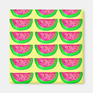 Pink watermelon fruit pop art magnet