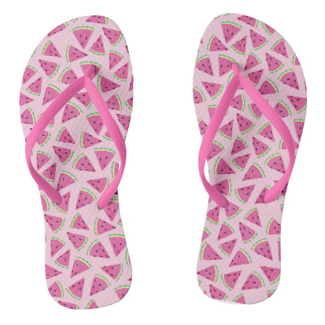 Pink Watermelon Pattern Flip Flops (Footbed)