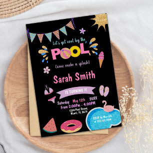 Pink Watermelon Pool Birthday Invitation