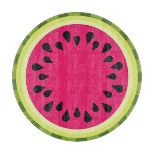 Pink Watermelon Slice Glass Cutting Board