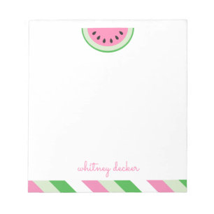 Pink Watermelon Stripes Personalized Notepad