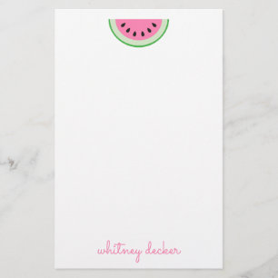 Pink Watermelon Stripes Personalized Stationery