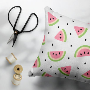 Pink Watermelons, Watermelon Seeds, Summer Pattern Accent Pillow