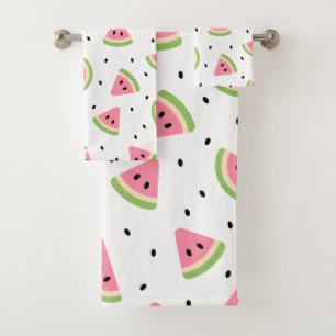 Pink Watermelons, Watermelon Seeds, Summer Pattern Bath Towel Set