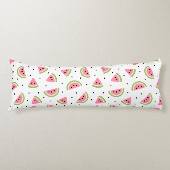 Pink Watermelons, Watermelon Seeds, Summer Pattern Body Pillow (Front)