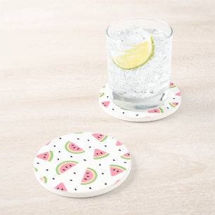 Pink Watermelons, Watermelon Seeds, Summer Pattern Coaster