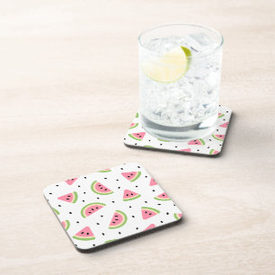 Pink Watermelons, Watermelon Seeds, Summer Pattern Coaster