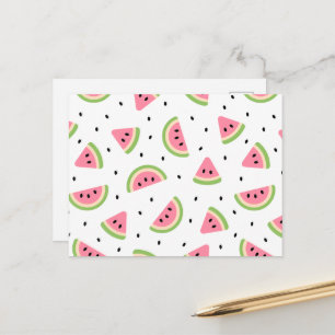 Pink Watermelons, Watermelon Seeds, Summer Pattern Postcard