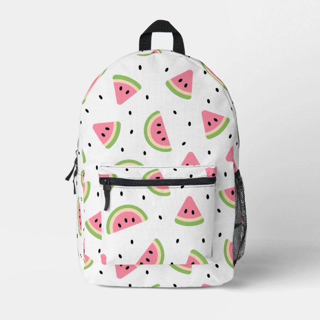 Pink Watermelons, Watermelon Seeds, Summer Pattern Printed Backpack (Front)