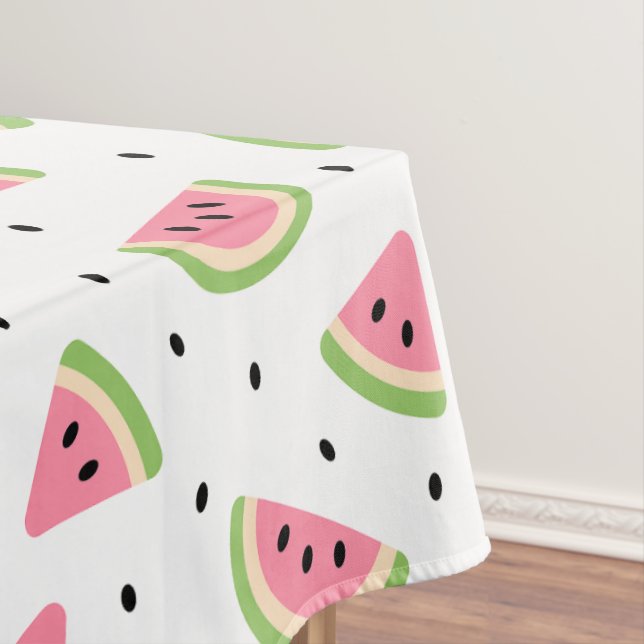 Pink Watermelons, Watermelon Seeds, Summer Pattern Tablecloth (In Situ)