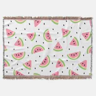 Pink Watermelons, Watermelon Seeds, Summer Pattern Throw Blanket
