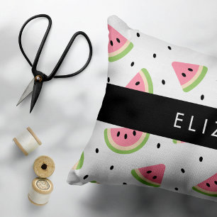 Pink Watermelons, Watermelon Seeds, Your Name Accent Pillow
