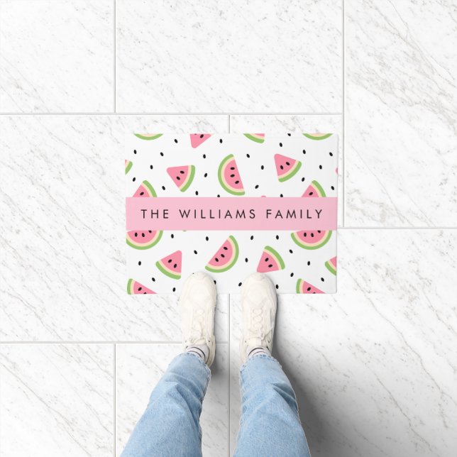 Pink Watermelons, Watermelon Seeds, Your Name Doormat (Indoor)