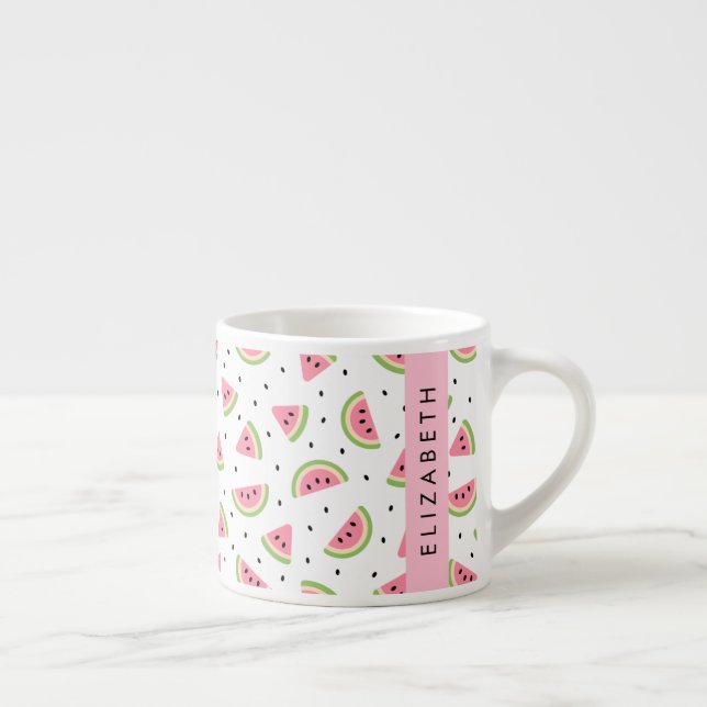 Pink Watermelons, Watermelon Seeds, Your Name Espresso Cup (Right)