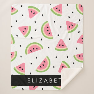 Pink Watermelons, Watermelon Seeds, Your Name Sherpa Blanket