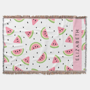 Pink Watermelons, Watermelon Seeds, Your Name Throw Blanket