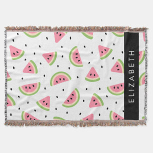 Pink Watermelons, Watermelon Seeds, Your Name Throw Blanket