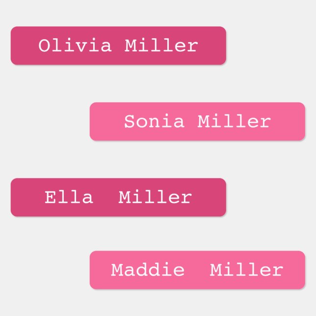 Pink waterproof name labels school daycare (Group)