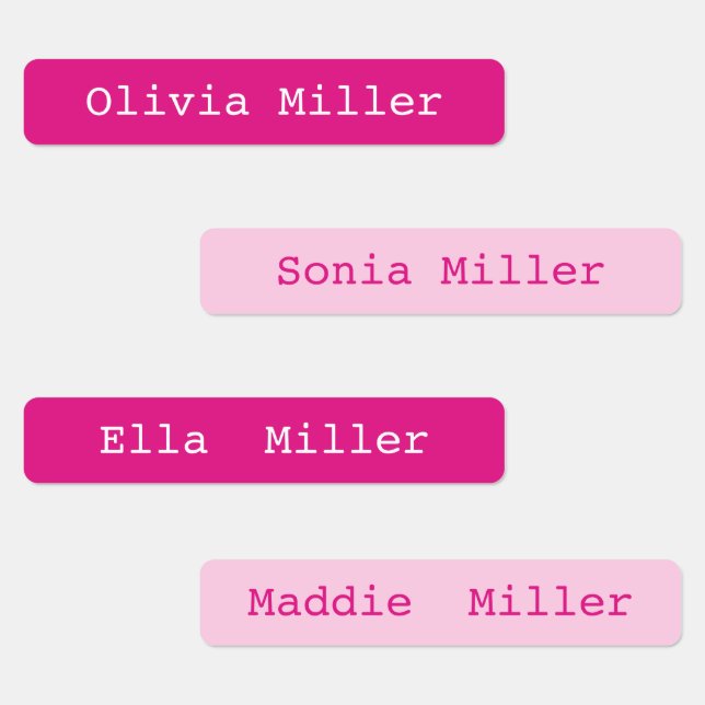 Pink waterproof name labels school daycare (Group)
