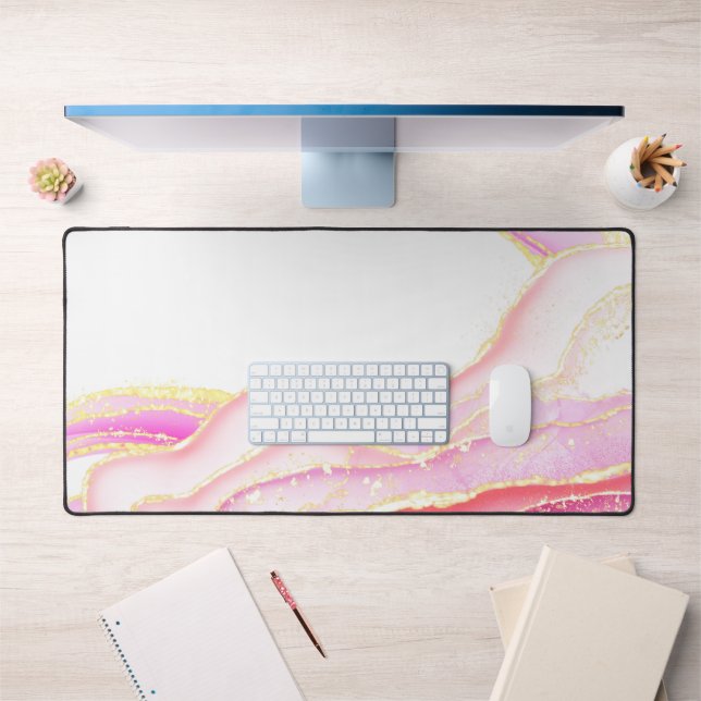 Pink Wave Background Desk Mat (Office 1)