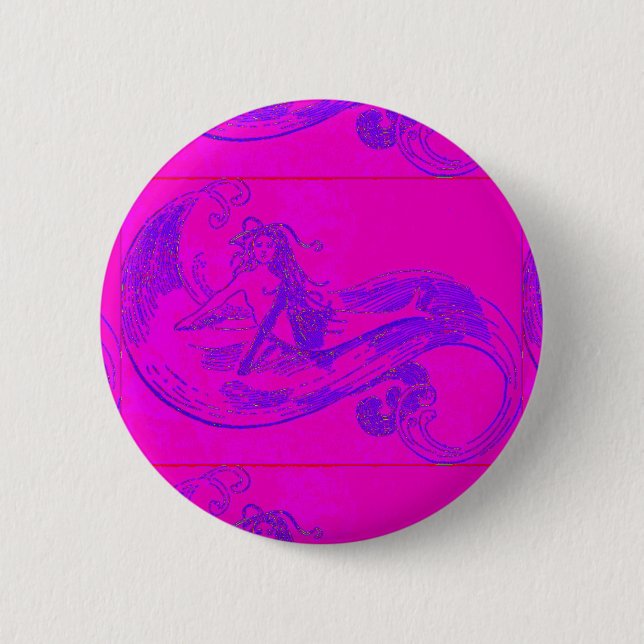 pink wave mermaid button (Front)