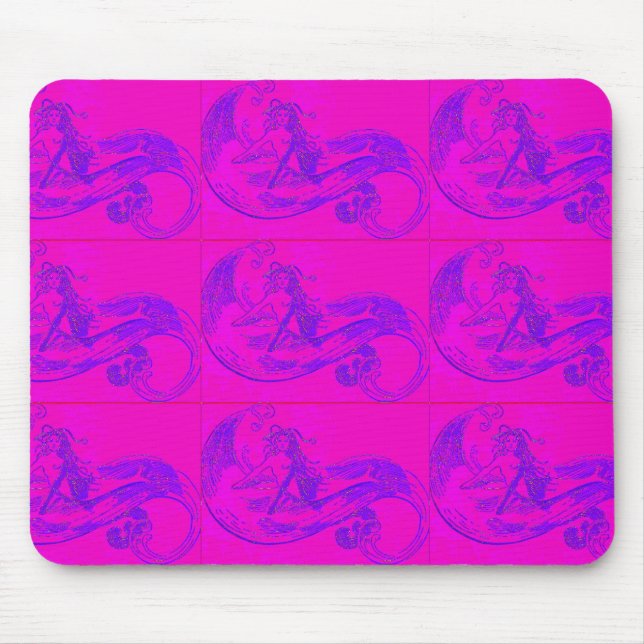 pink wave mermaids mousepad (Front)