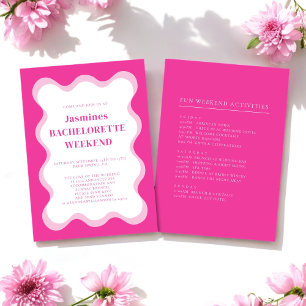 Pink wave modern fun bachelorette Invitation