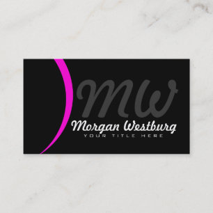 Pink Wave Professional Monogram Business Cards