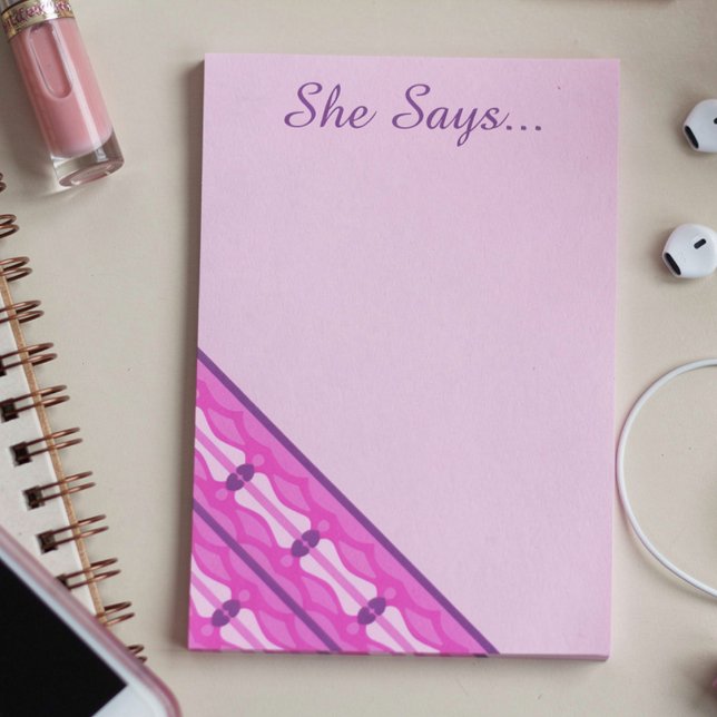 Pink Waves And Purple Hearts Post-it Notes (Pretty, pink and Oh so girly. Fun stationery for your everyday needs.)