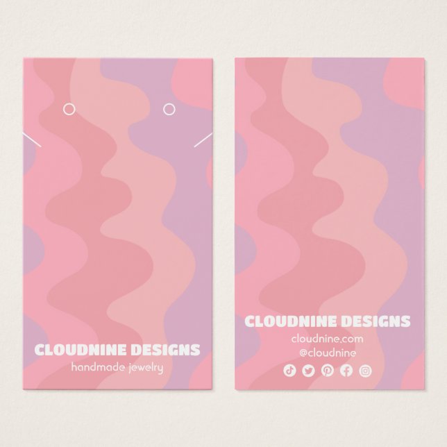 Pink Waves Earring Necklace Jewellery Display Card (Front & Back)