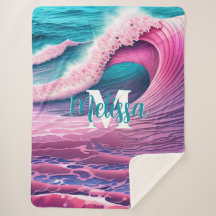 Pink Waves on the Beach Monogram
