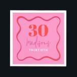 Pink Wavy 30th Birthday Party  Napkin<br><div class="desc">Celebrate the big "dirty thirty" milestone in style with our personalized 30th birthday party napkins. These custom beverage napkins are the perfect addition to your birthday party decor, adding a personal touch to the festivities. Our 30 cocktail napkins are not only stylish but also practical, ensuring easy cleanup throughout the...</div>