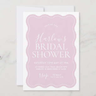 Pink Wavy Border Bridal Shower Invitation