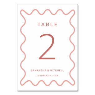 Pink Wavy Border Table Number
