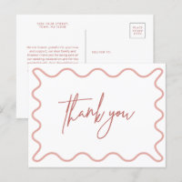 Pink Wavy Border Thank You postcard