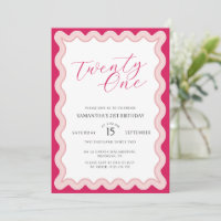 Pink Wavy Curvy Squiggly Ladies 21st Birthday