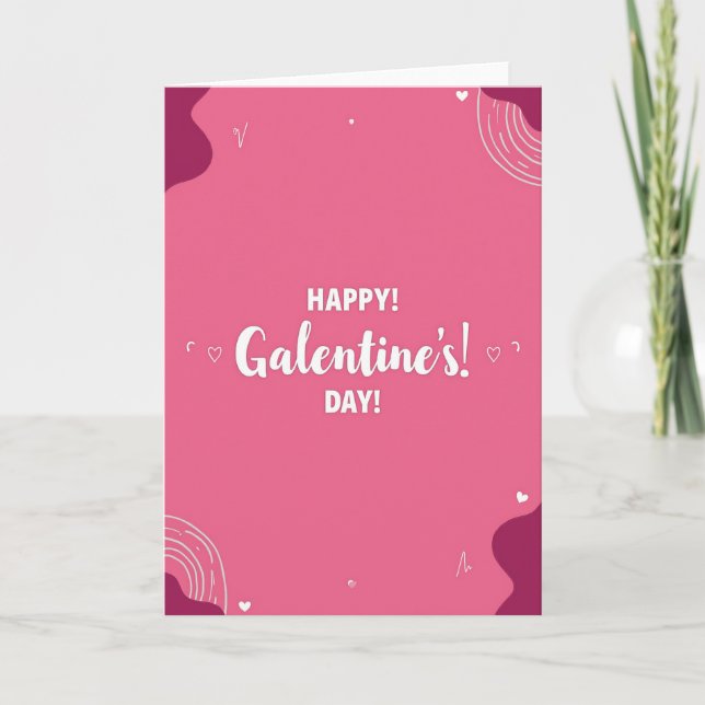 Pink Wavy Galentines Day Card (Front)