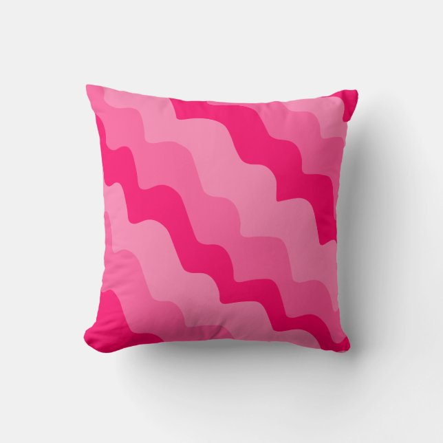 Pink wavy ocean waves gradient  throw pillow (Front)