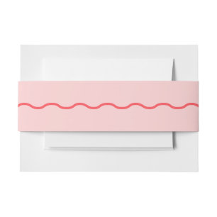 Pink Wavy Retro Wedding Invitation Belly Band