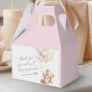 Pink We Can Bearly wait, Cute Baby Girl Shower Favor Box