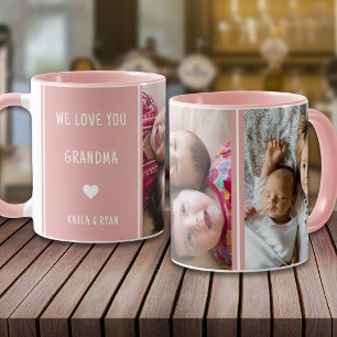 Pink We Love You Grandma 2 Photo Collage Mug