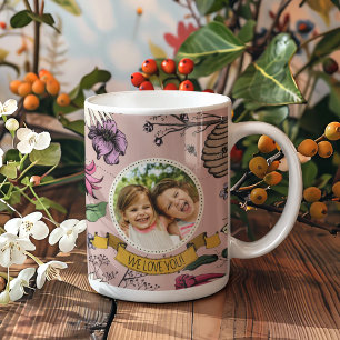 Pink We Love You Queen Bee and Flowers Photo  Coffee Mug