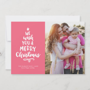 Pink We Wish You a Merry Christmas Photo Card