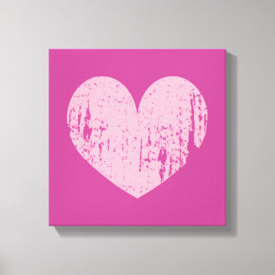 Pink weathered heart symbol art canvas print