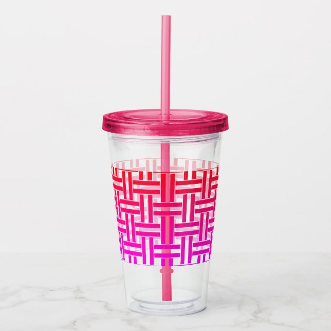 Pink Weave Cold Drinks Tumbler with Straw (Front)