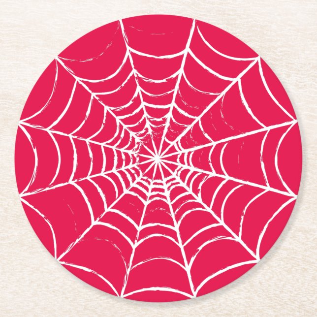 Pink Web Round Paper Coaster (Front)