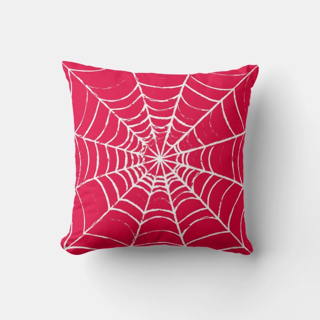 Pink Web Throw Pillow (Front)